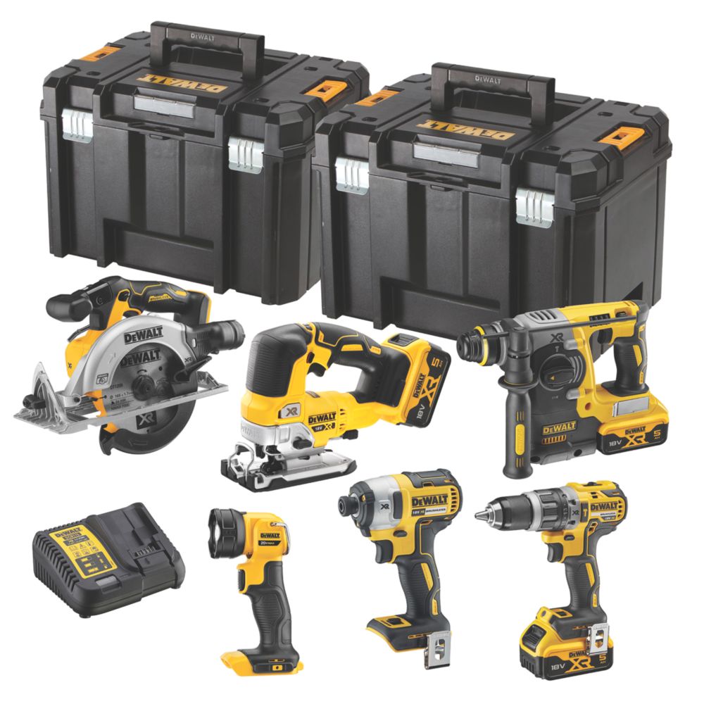 DeWalt XR 18V Brushless 6-Piece Cordless Kit, 3 x 5.0Ah
