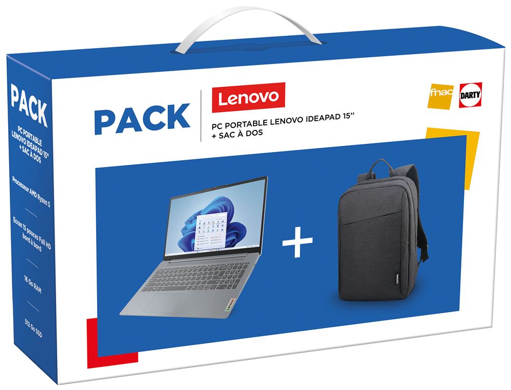 Lenovo IdeaPad Slim 3 PC portable 15,3 pouces – AMD Ryzen 5, 512GB SSD, bleu Cosmic