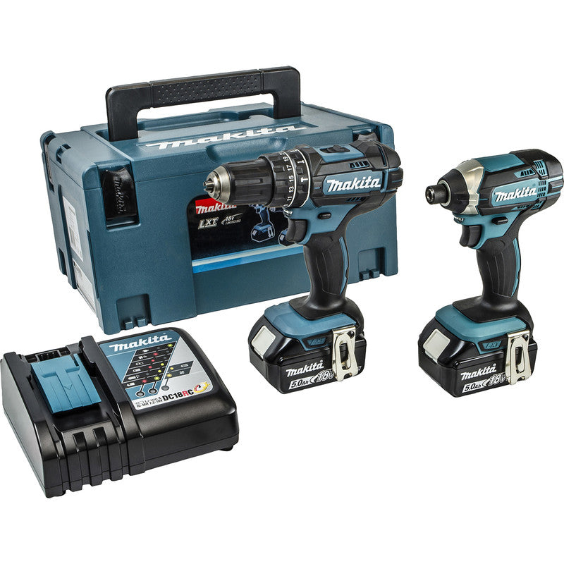 Makita LXT 18V Combi Drill & Impact Driver Twin Pack, 2 x 5.0Ah