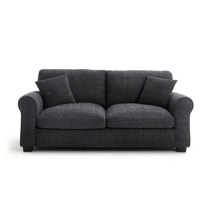 Argos Home Lisbon Fabric 3 Seater Sofa, Charcoal