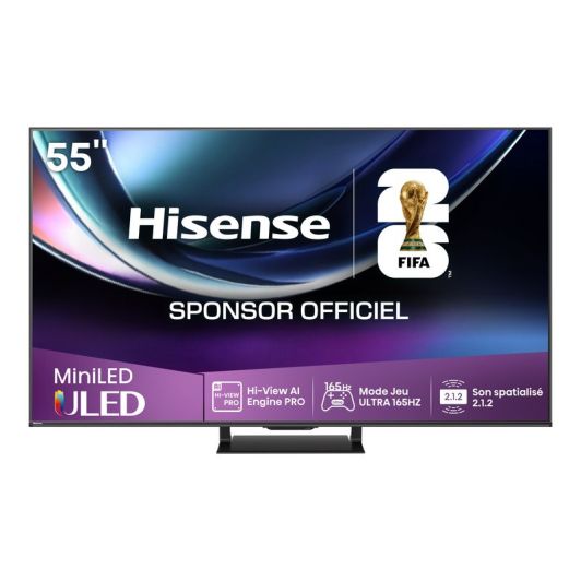 Hisense 55U7Q PRO – Téléviseur Mini LED QLED 4K 55 pouces 165 Hz