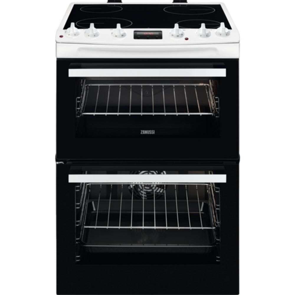 Zanussi 60cm Electric Double Oven Cooker, Ceramic Hob