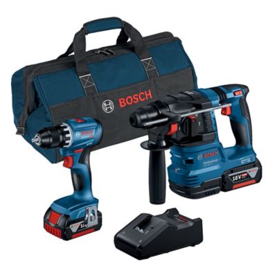 Kit 2 outils sans fil Bosch Professional 18V – perceuse-visseuse GSR 18V-45 + perforateur GBH 18V-22, 2 batteries 4,0 Ah