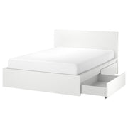 IKEA MALM — cadre de lit haut avec 2 rangements et sommier Lönset, 140x200 cm, blanc