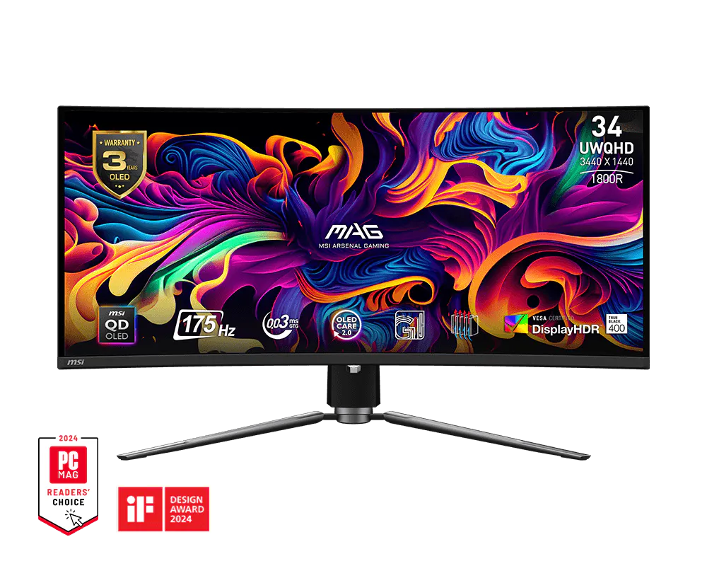 MSI MAG 341CQP QD-OLED 34" UWQHD Curved Monitor