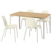 IKEA SKÅLSTA — table et 4 chaises, motif chêne/beige-gris clair